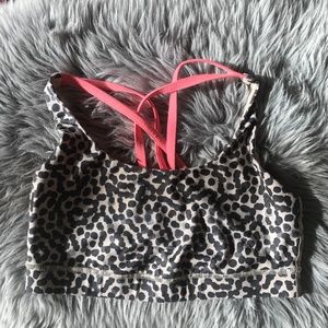 Lululemon Energy Sports Bra Leopard w/Coral Straps